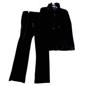 Gloria Vanderbilt Velour Velvet Tracksuit Set Full Zip Hoodie Drawstring Pants L